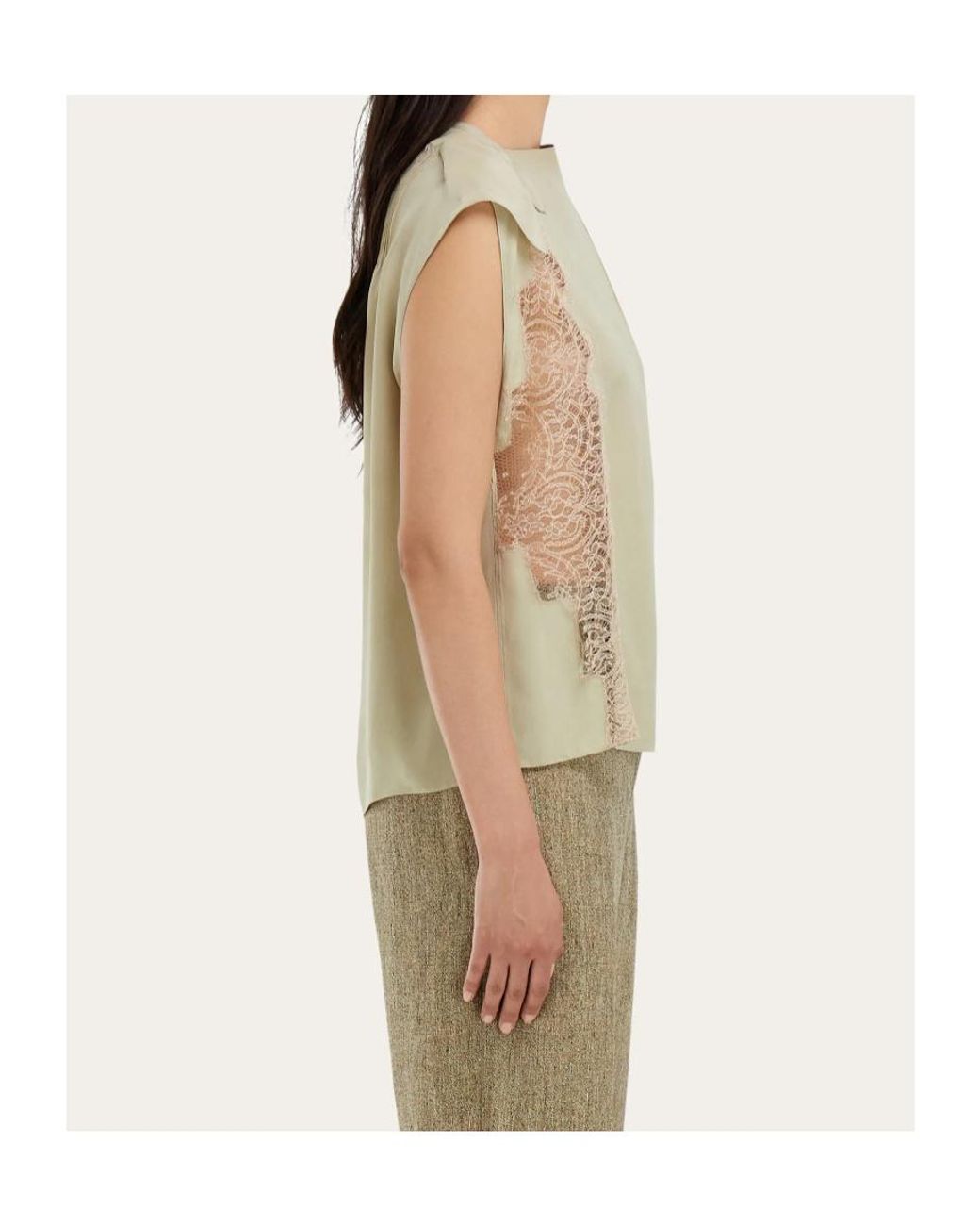 Ferragamo Natural Top With Lace Inserts