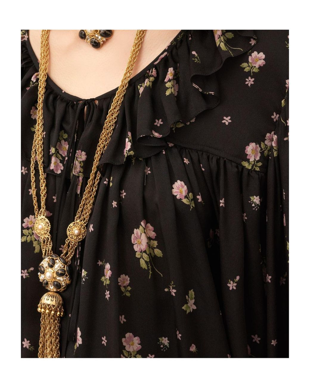 Chloé Black Maxi Top With Ruffles