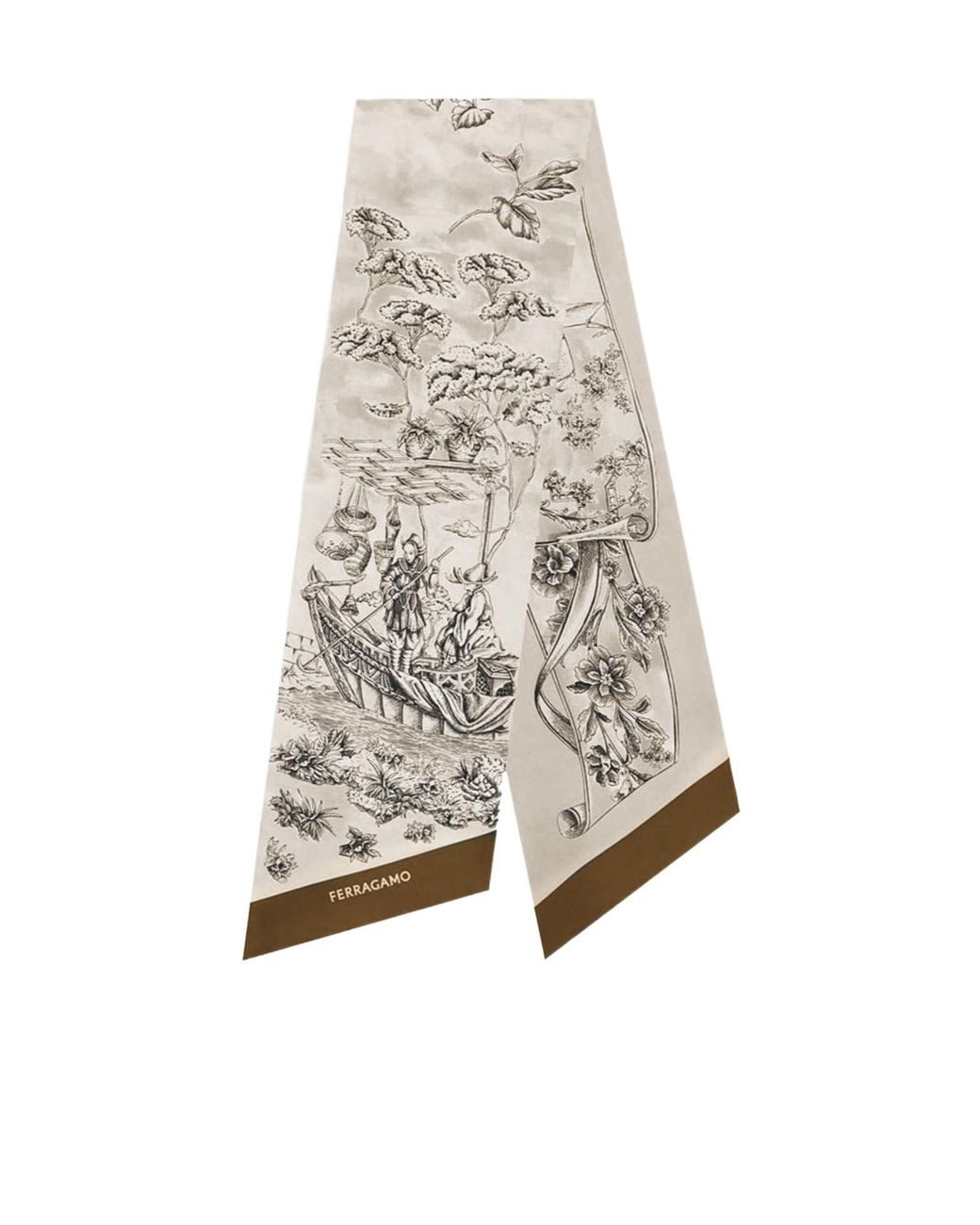 Ferragamo White Printed Silk Scarf