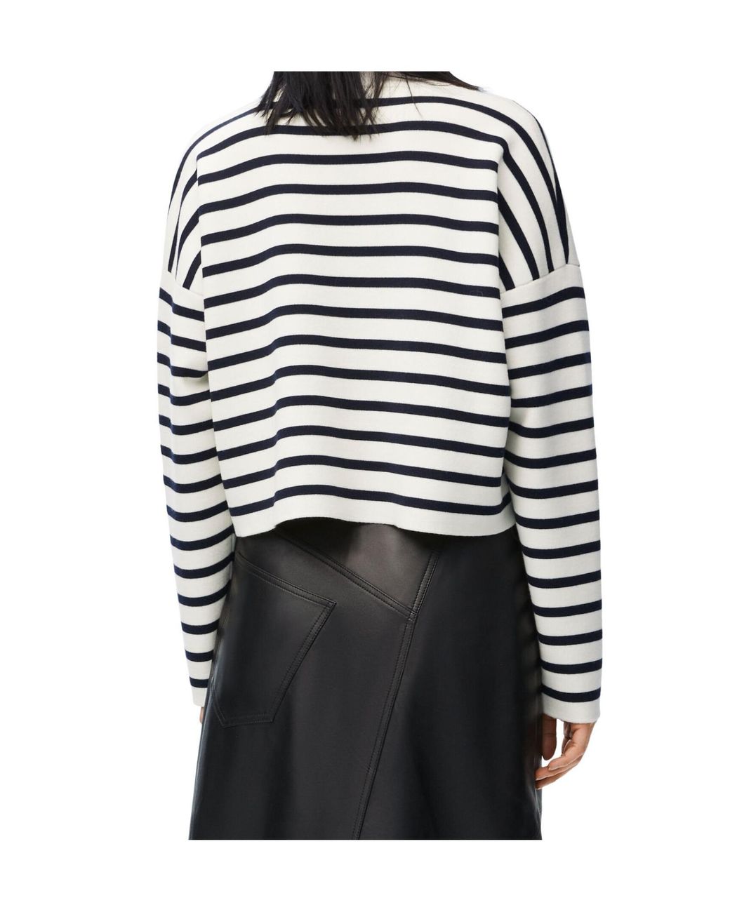 Loewe White Striped Cropped Jumper