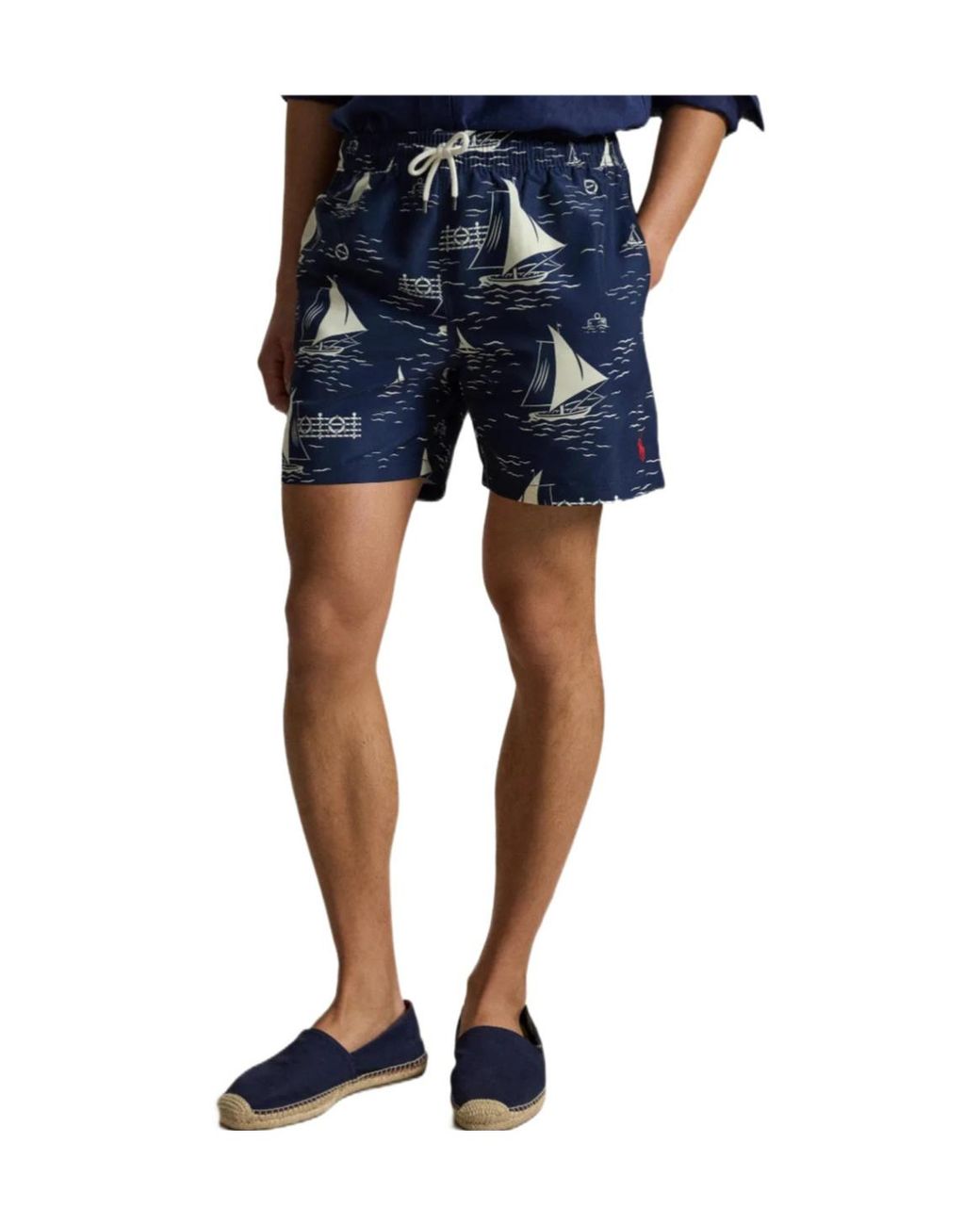 Polo Ralph Lauren Blue Sailboat-Print Swim Trunks for men