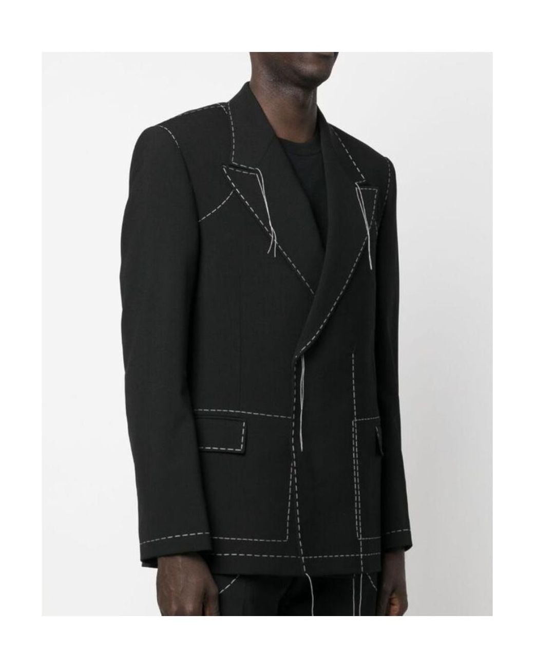 Off-White c/o Virgil Abloh Black Stitch Tailored Double-Breasted Blazer for men