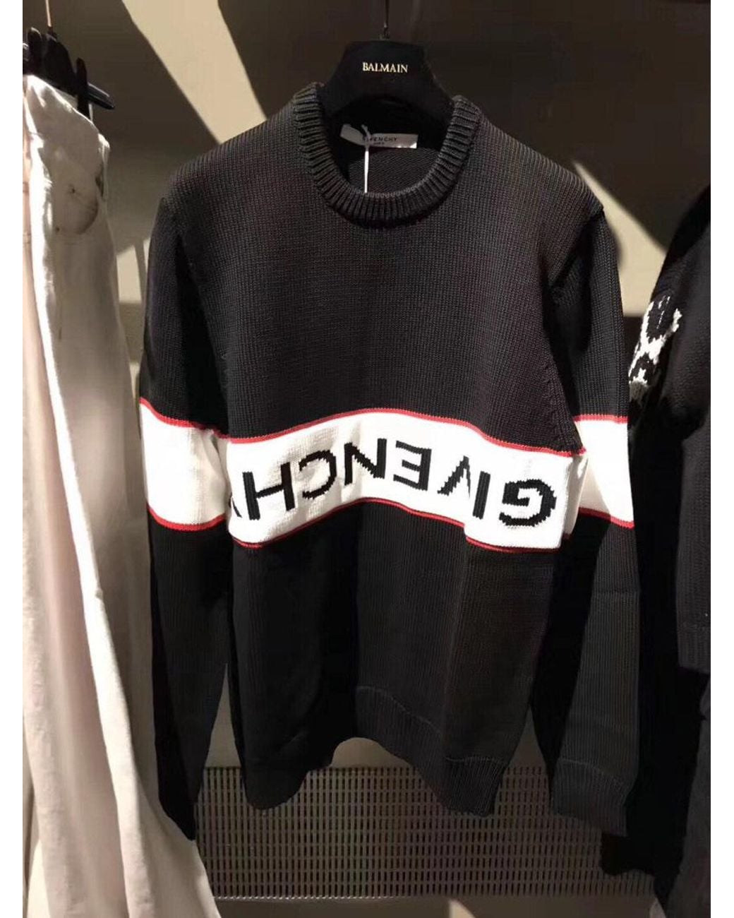 Givenchy Black Upside Down Logo Cotton Sweater for men