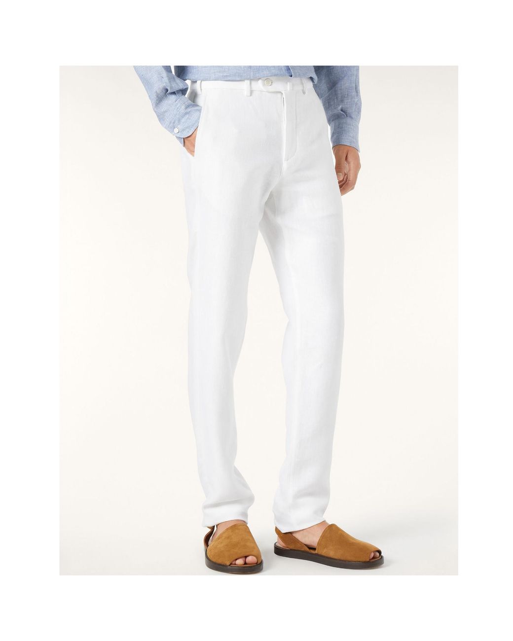 Loro Piana White Linen Trousers for men