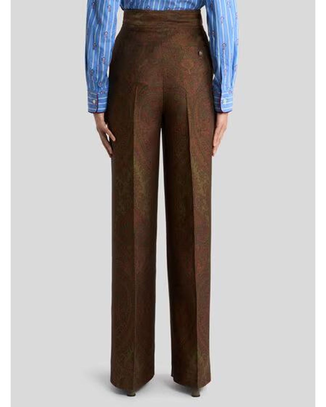 Etro Brown High-Waisted Casual Pants