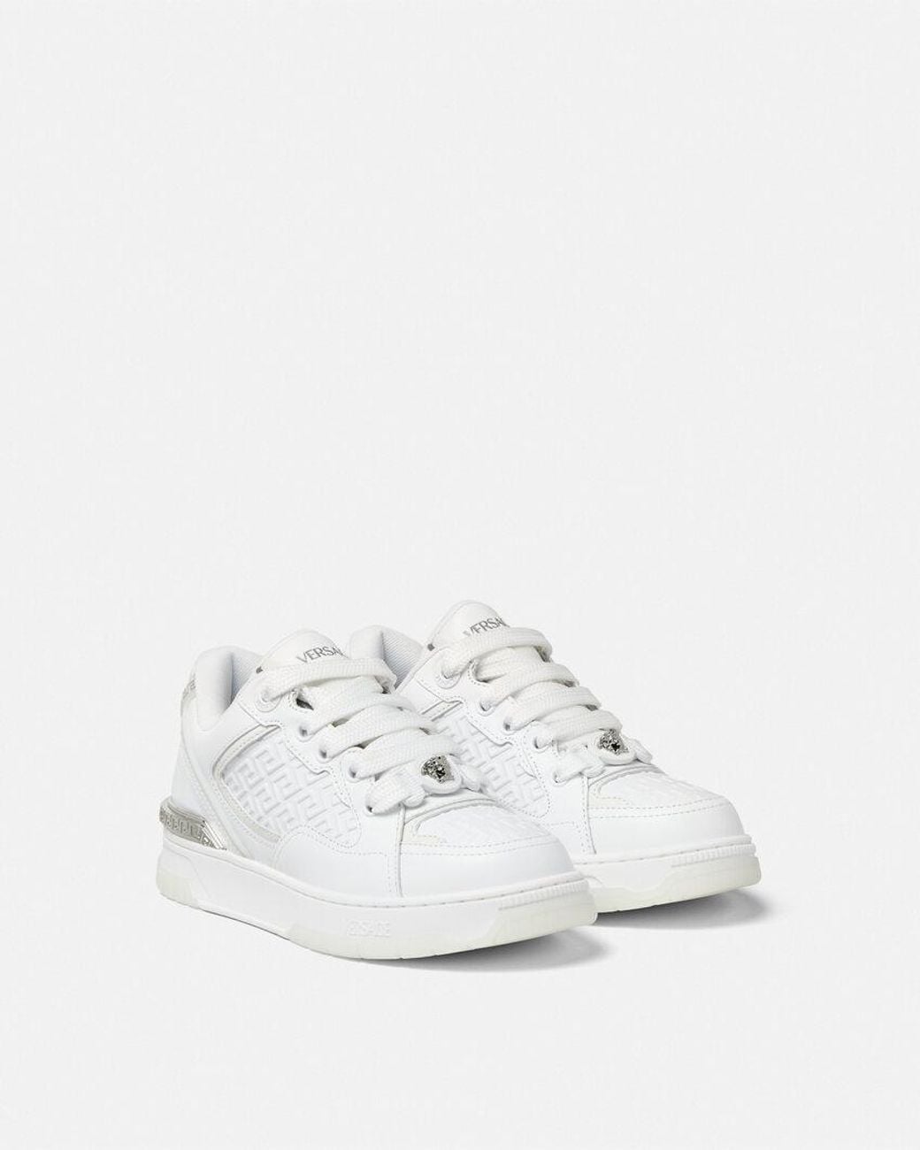 Versace White Logo Detailed Lace Up Sneakers
