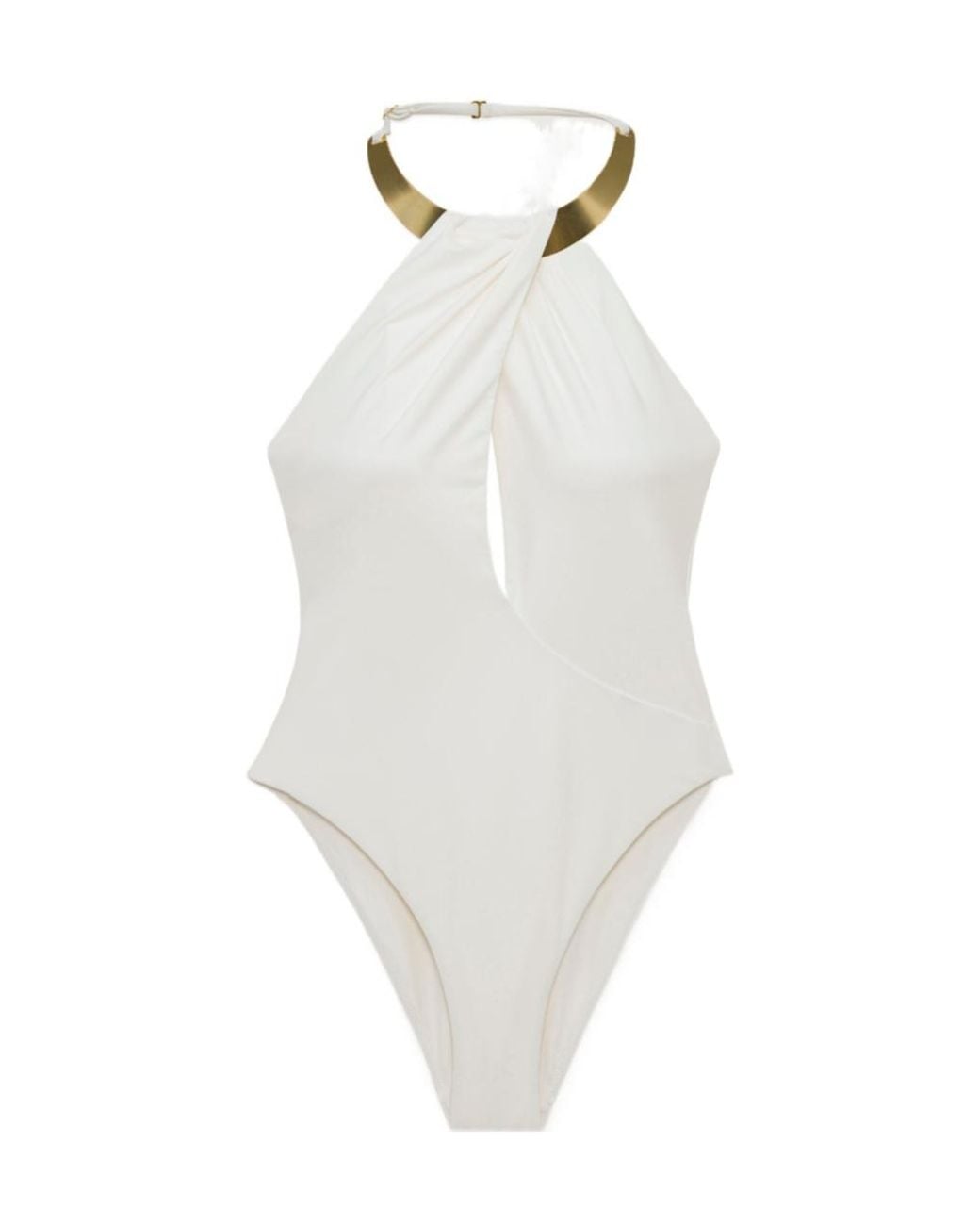 Jonathan Simkhai White Bindi Draped One Piece