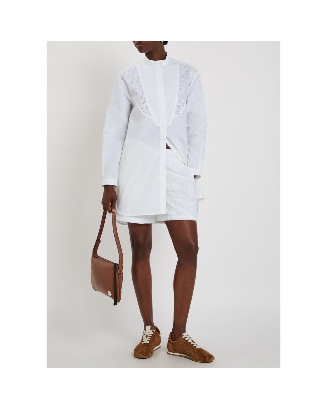 Moncler White Long-Sleeve Oversized-Fit Plain Shirt