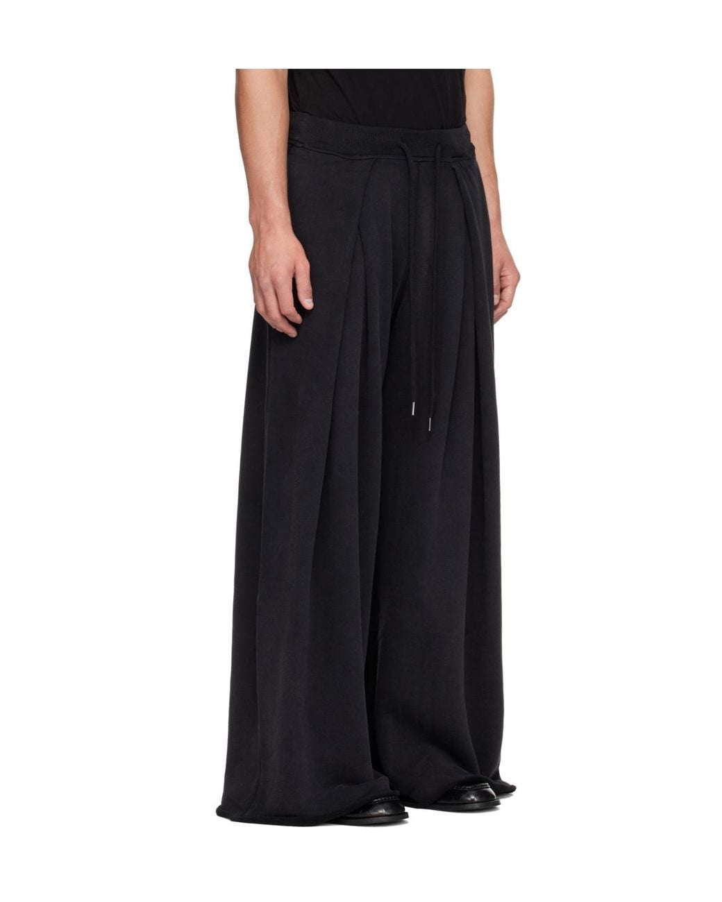 R13 Black Pleated Casual Trousers for men