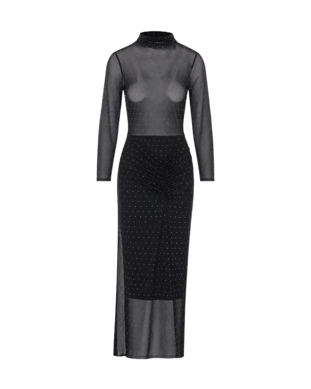 Liu Jo Black Sheer Studded Long Dress
