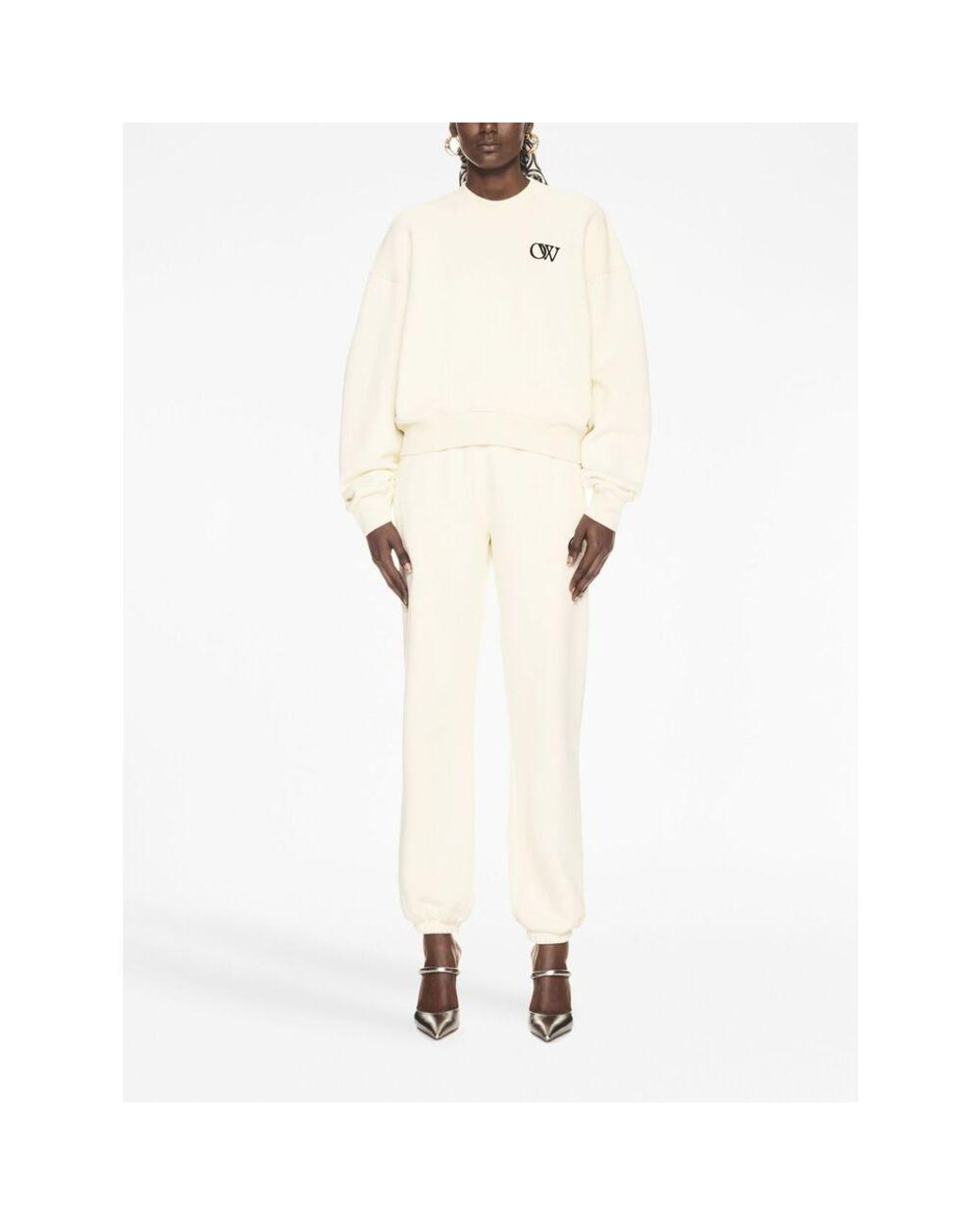 Off-White c/o Virgil Abloh White Logo Printed Crewneck Sweatshirt