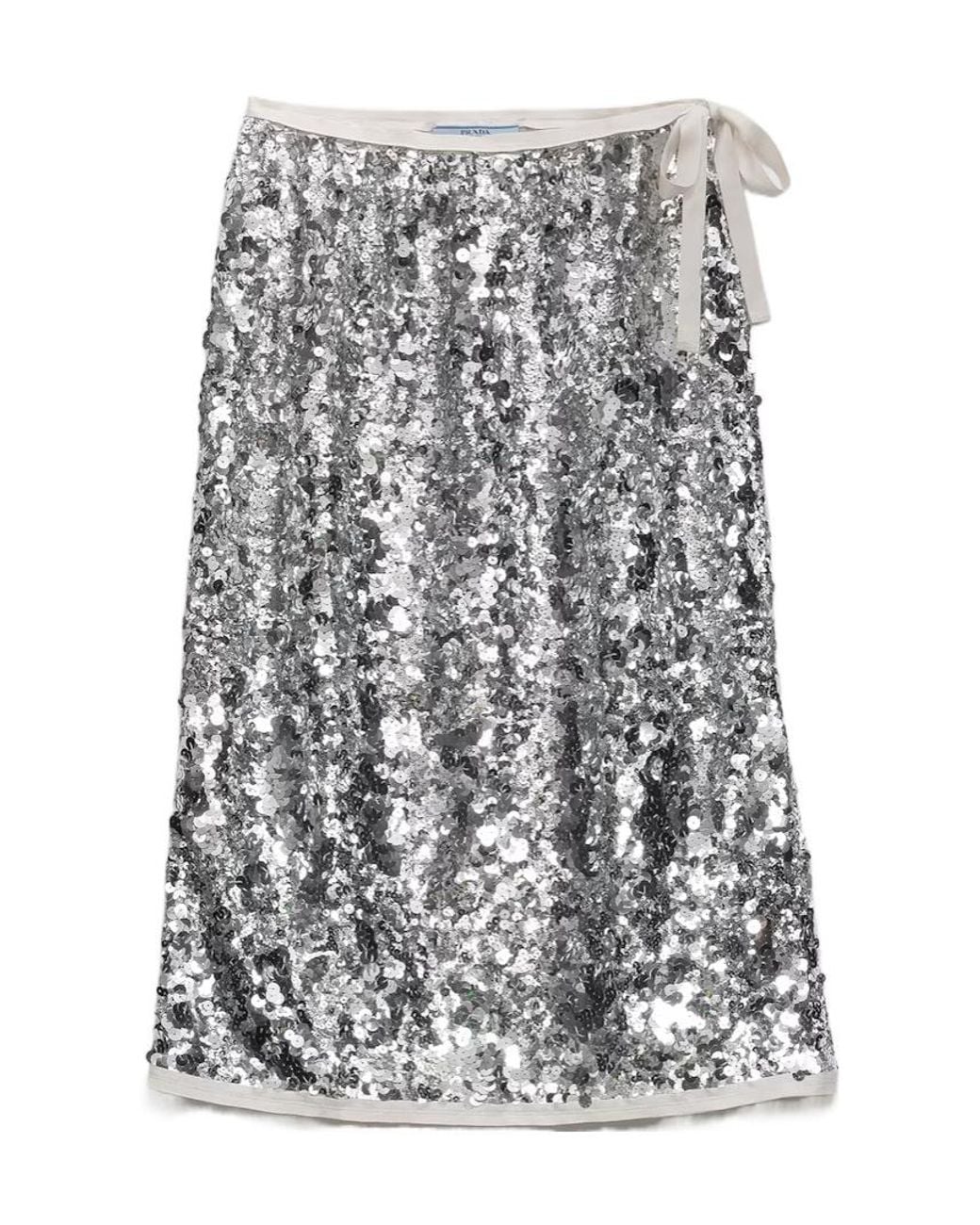 Prada Gray Embroidered Sequin Skirt