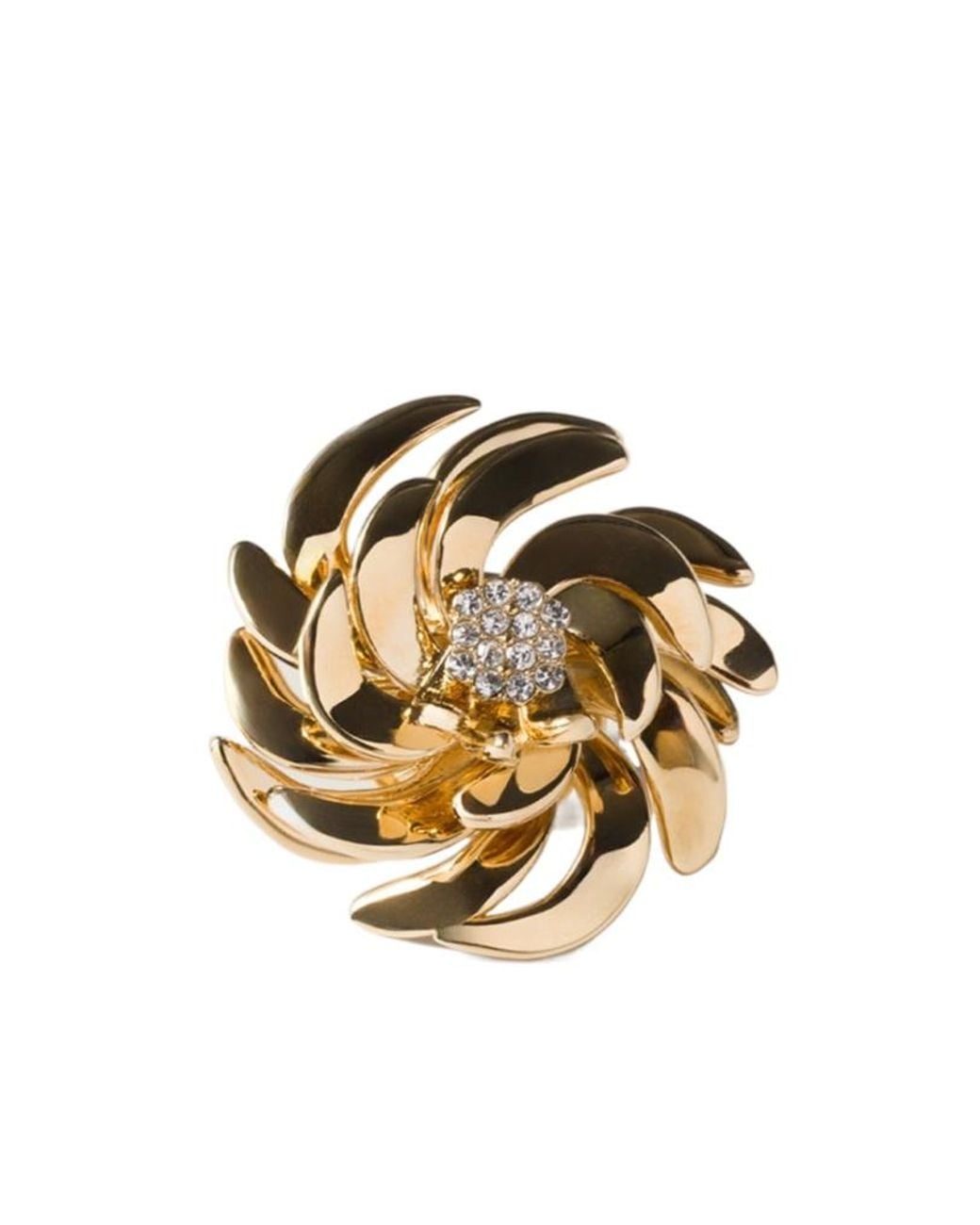 Miu Miu Metallic Metal Brooch With Crystals