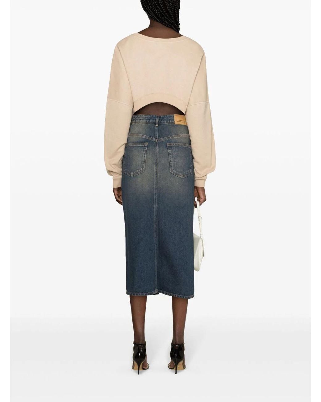 Saint Laurent Natural Crewneck Cropped Sweatshirt