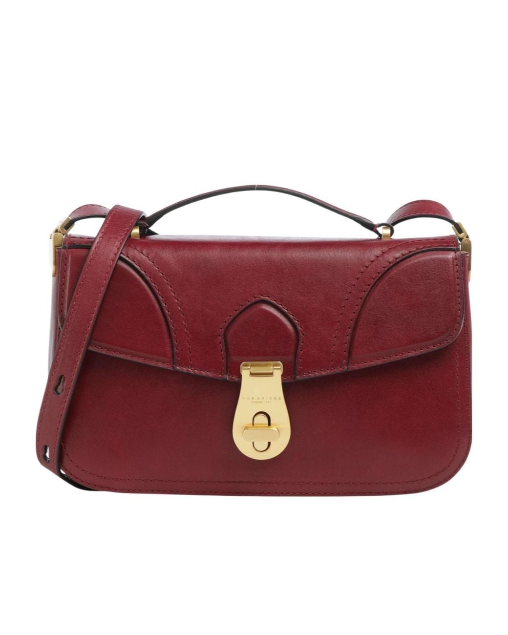 The Bridge Red Leather Twist-Lock Tote Bag