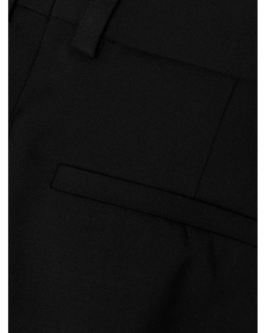 Joseph Black Pleated Stretch-Wool Twill Straight-Leg Pants