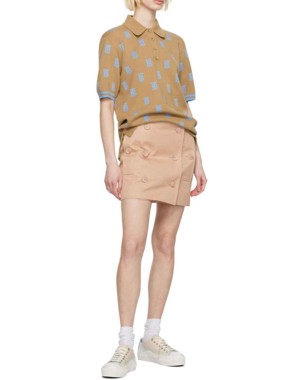 Burberry Natural High-Rise Button Detailed Mini Skirt