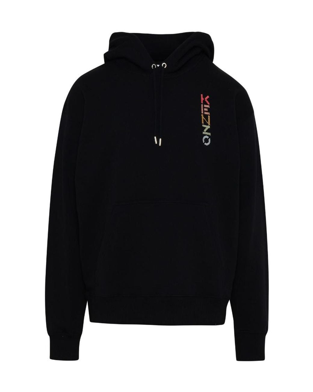 KENZO Black Gradient Logo Cotton Hoodie for men