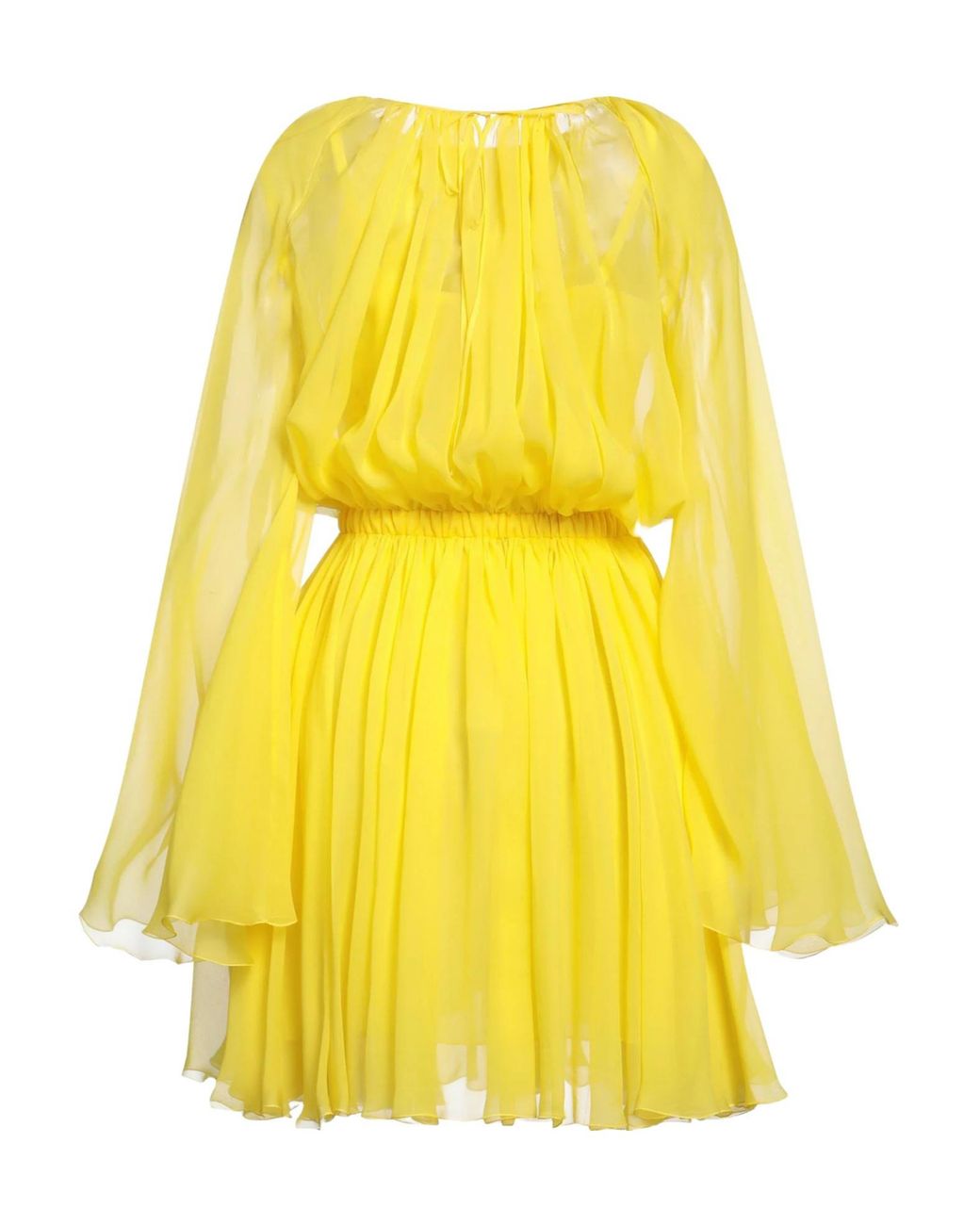 Dolce & Gabbana Yellow Ruched Long Sleeve Dress