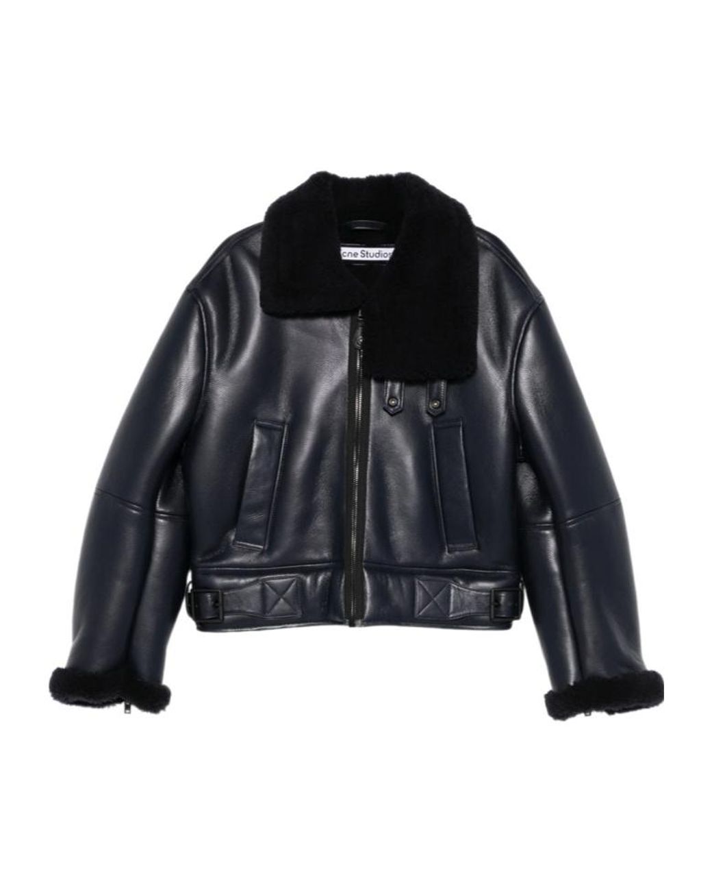 Acne Black Zip-Up Leather Jacket for men