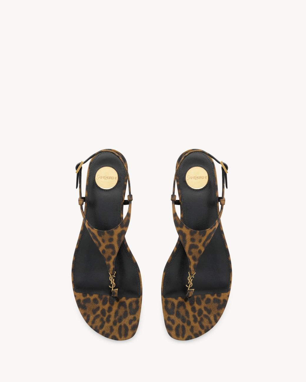 Saint Laurent Brown Cassandra Leopard Printed Sandals