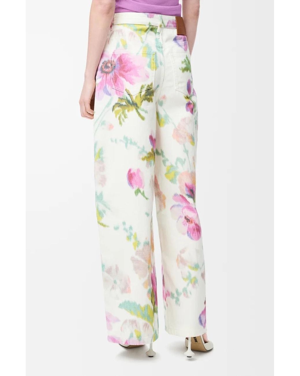 Loewe White Floral Printed Wide-Leg Jeans