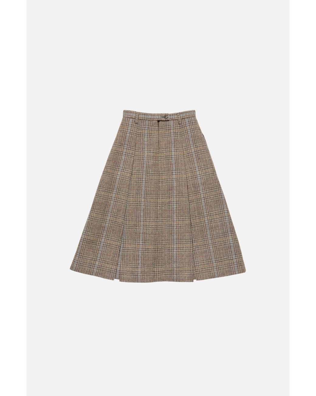 Acne Brown Long Pleated Wool Skirt