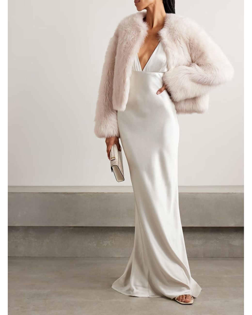 Nili Lotan White Elan Short Fur Coat