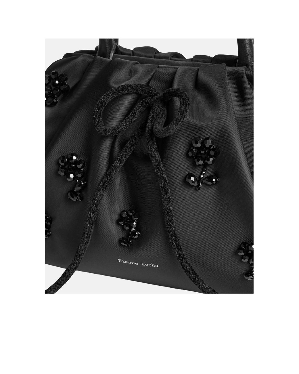 Simone Rocha Black Leather-Trimmed Embellished Shell Tote