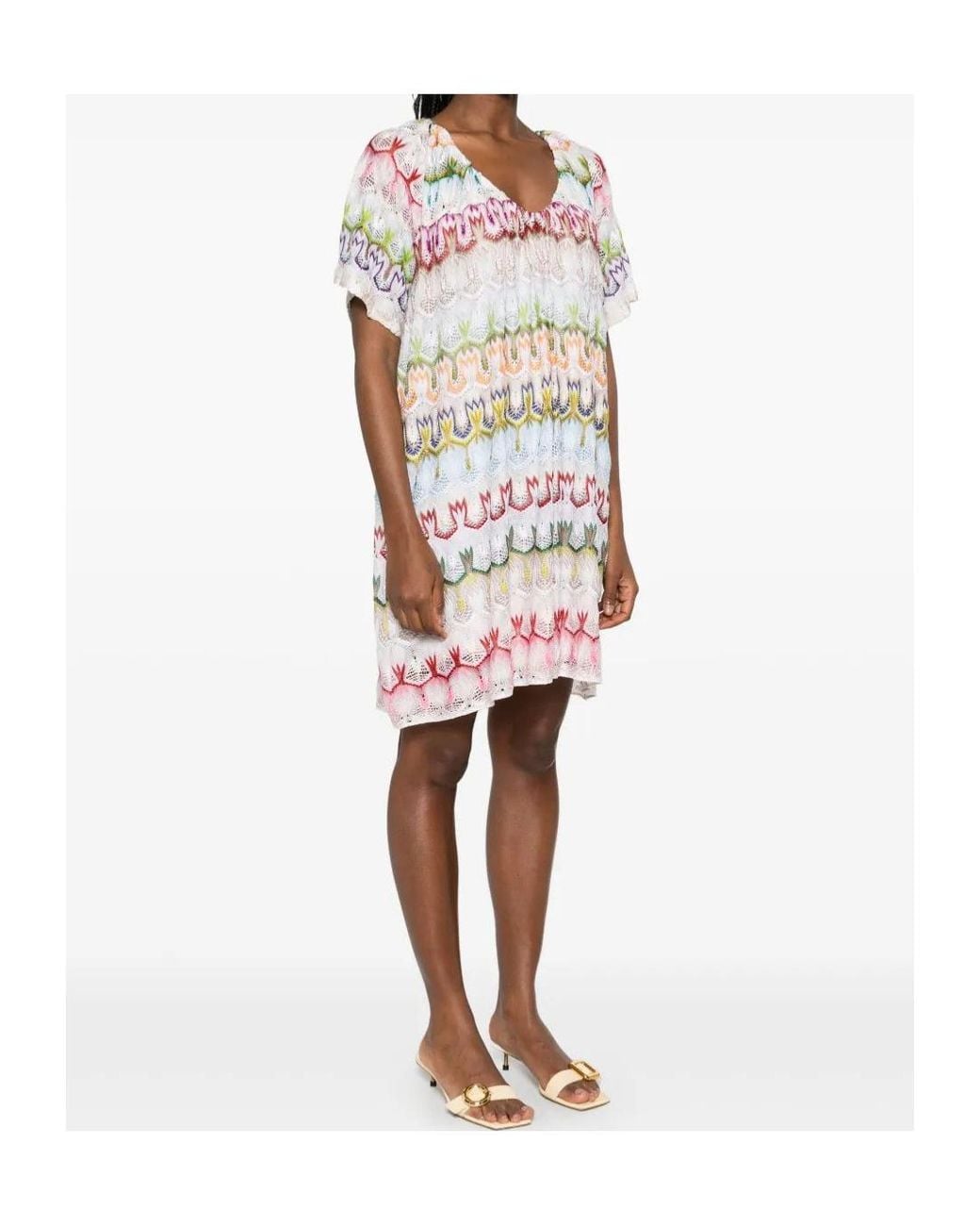 Missoni Pink Crochet-Knit Mini Dress