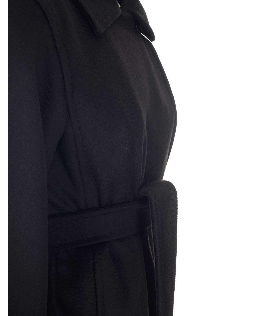Max Mara Black Tie A Belt Overcoat