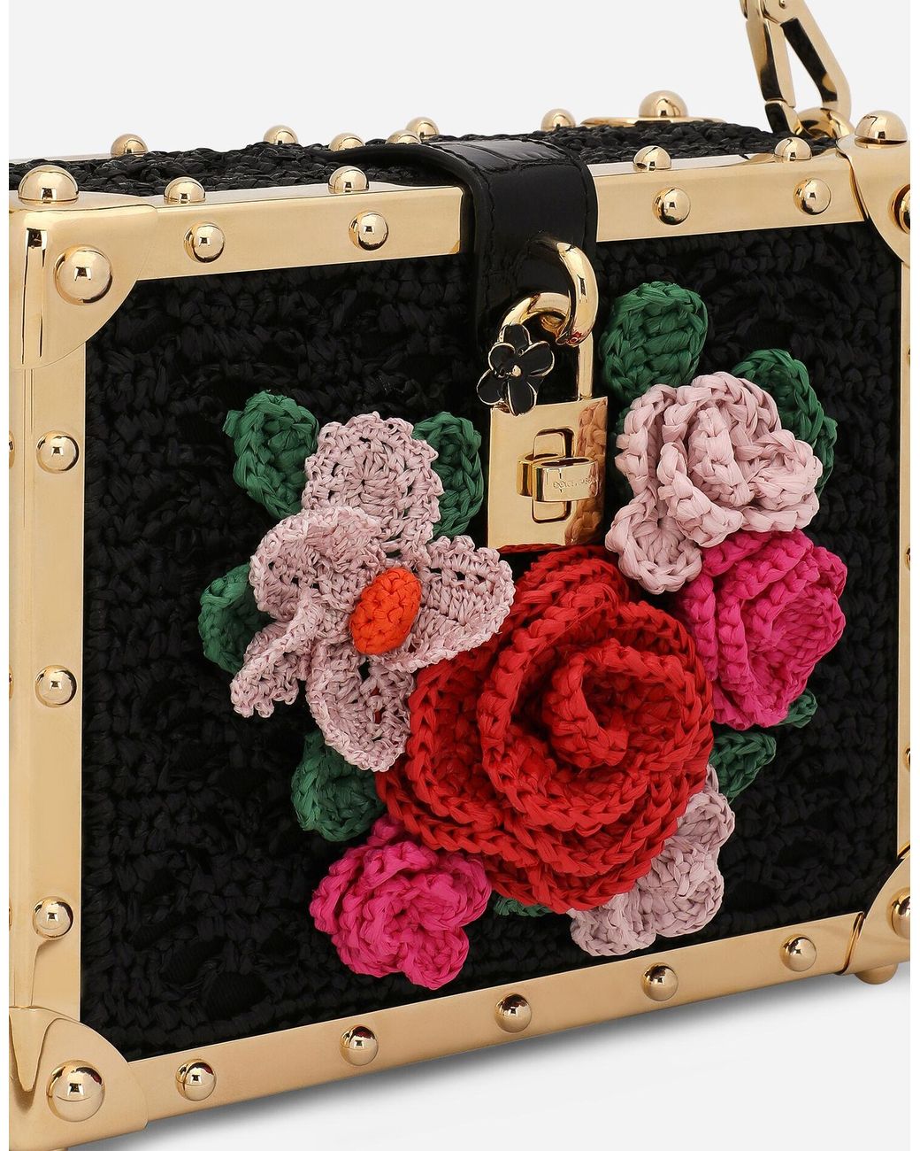 Dolce & Gabbana Black Dolce Box Crochet Shoulder Bag