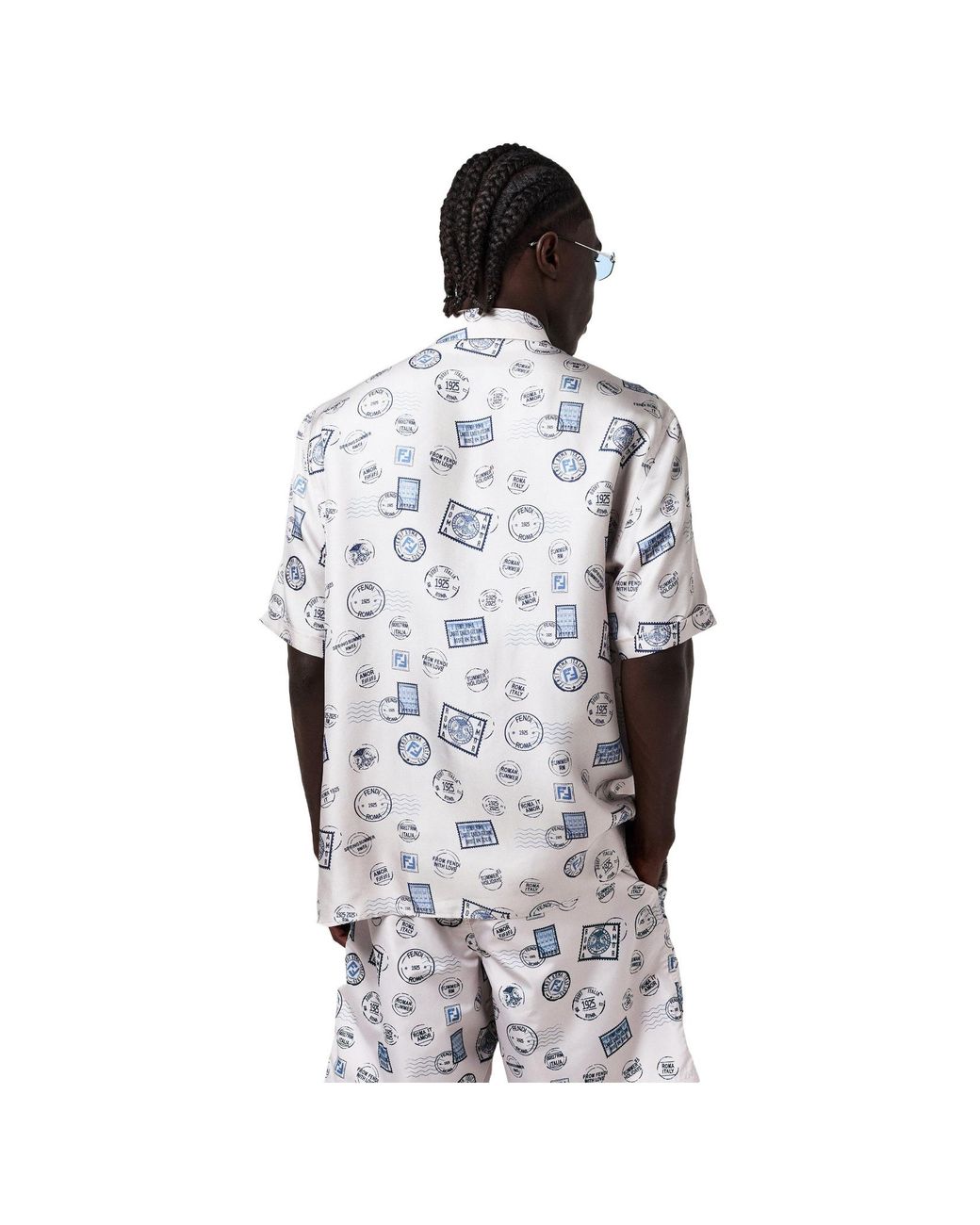 Fendi White Short-Sleeve Patterned Shirt for men