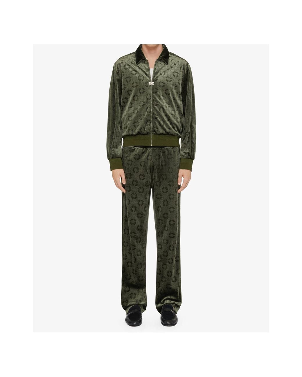 Givenchy Green Monogram Velvet Jogger Pants for men