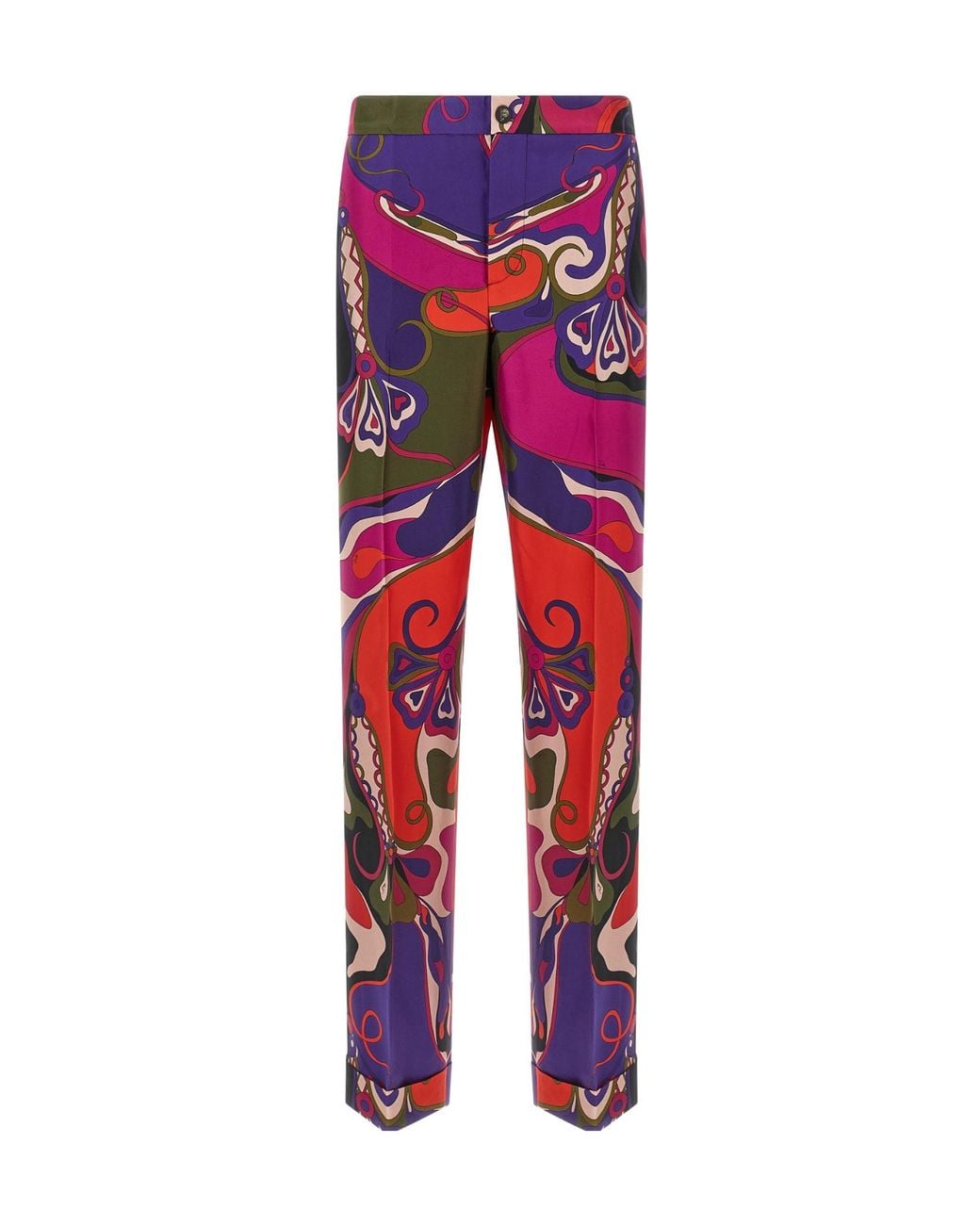 Emilio Pucci Red Pucci Abstract-Printed Straight-Leg Trousers