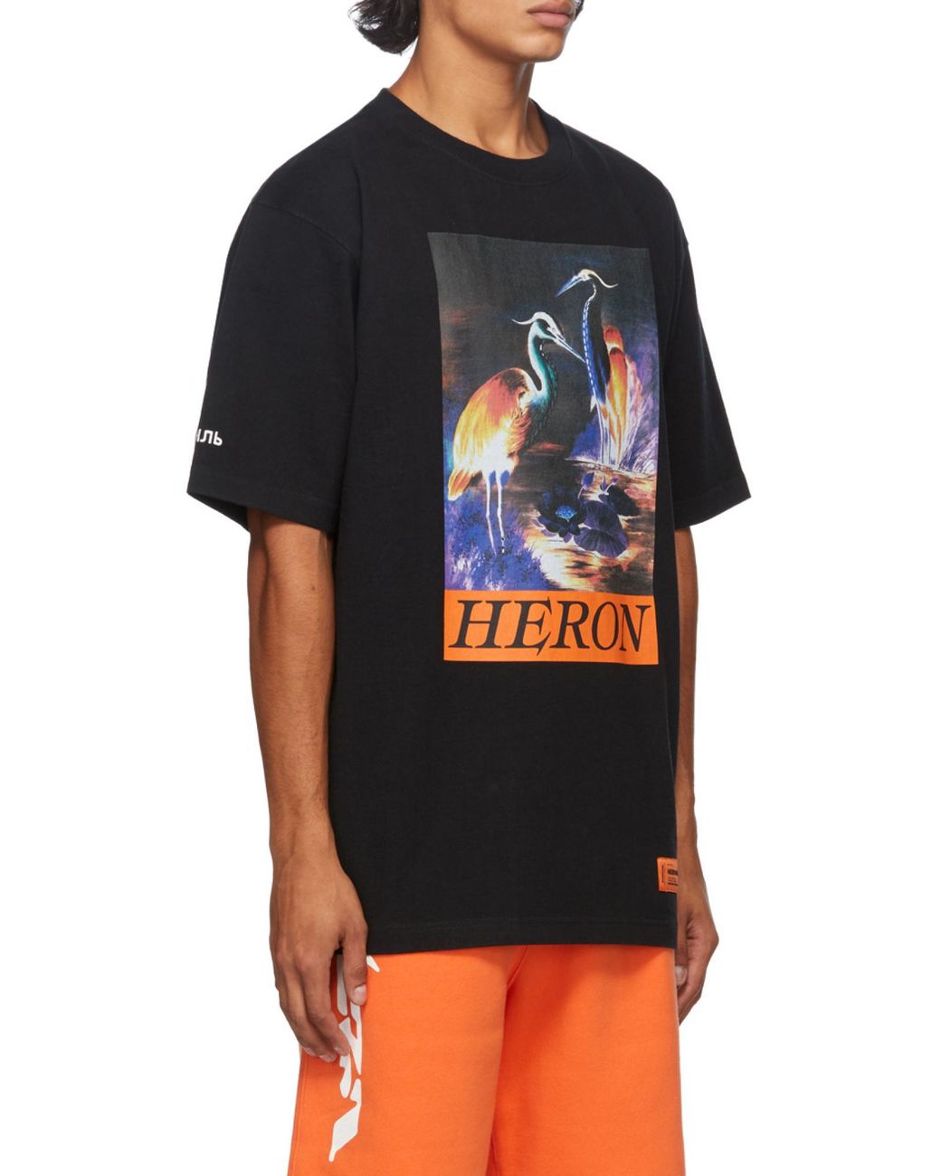 Heron Preston Black Graphic Print Cotton T-Shirt for men