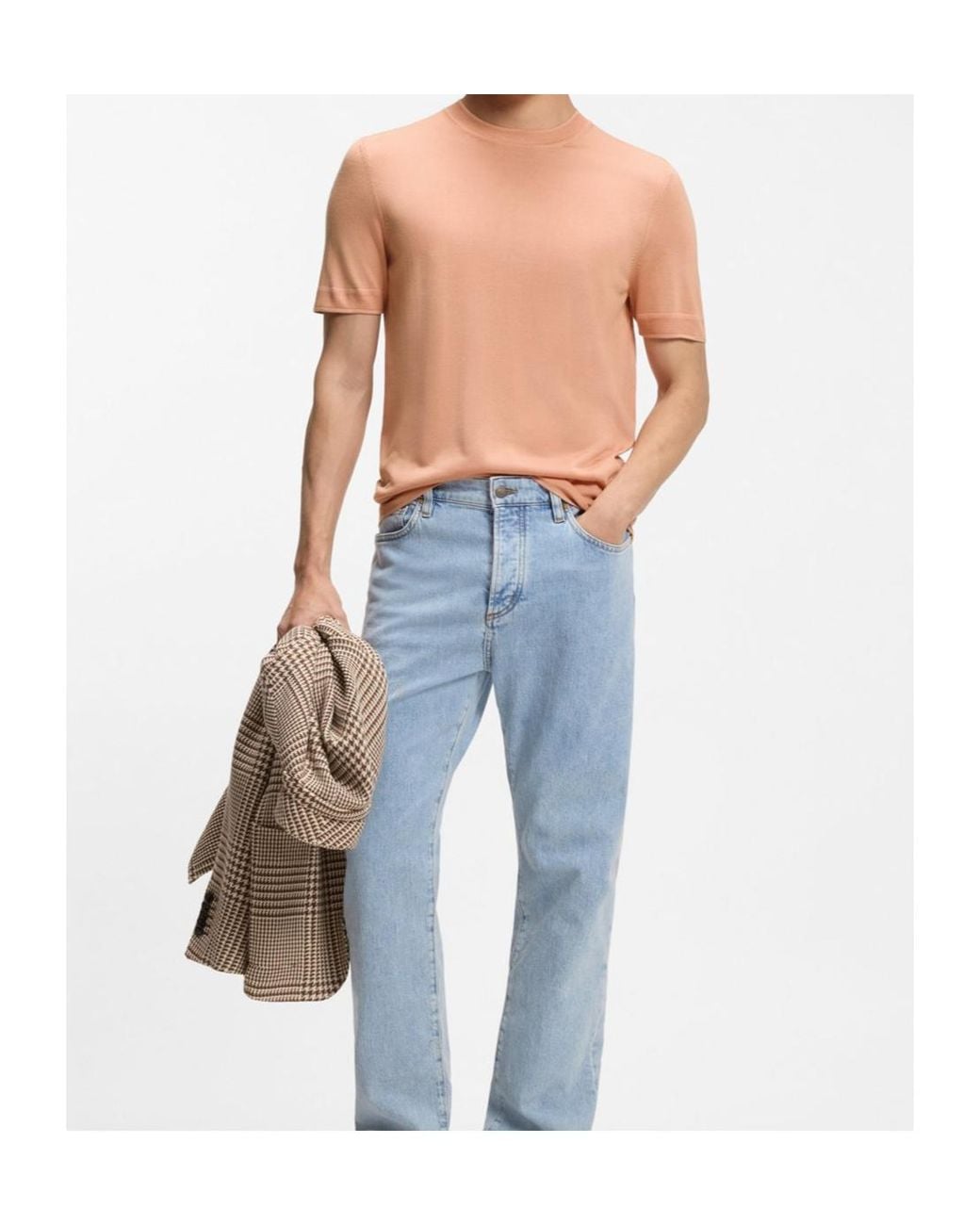 Boss Natural Nottano Short-Sleeve Knitted Top for men