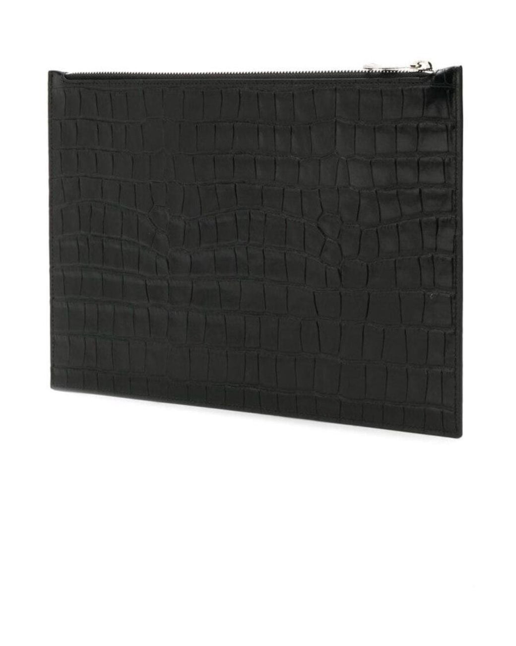 McQueen Black Crocodile Tattoo Handbag for men
