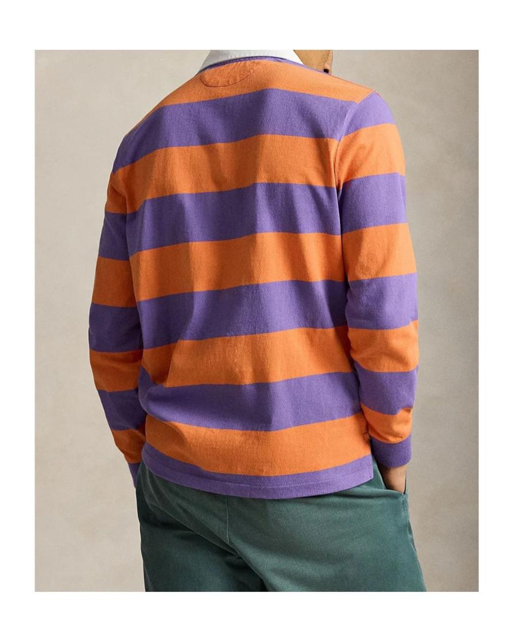 Polo Ralph Lauren Orange Stripe Rugby Polo Shirt for men