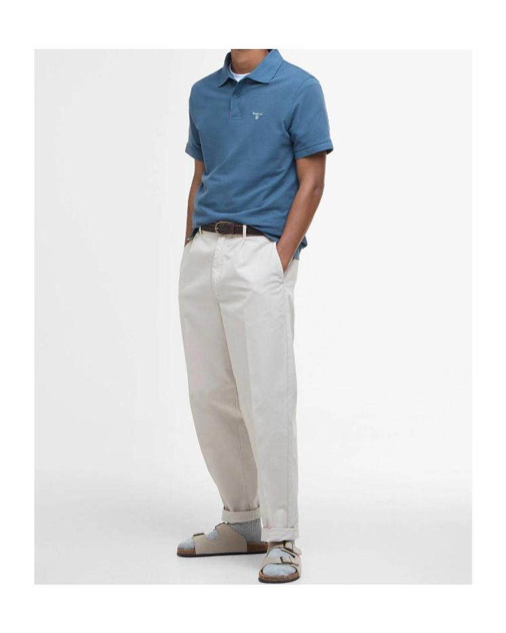 Barbour Blue Short-Sleeved Polo Shirt for men