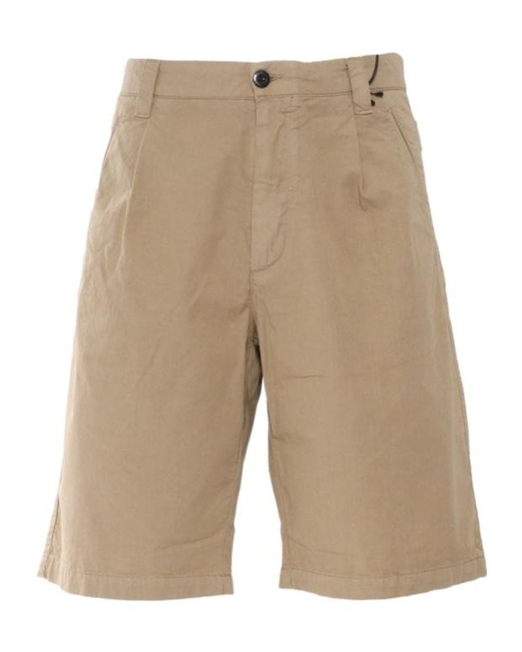 C P Company Natural Pleated Pocket Shorts for men