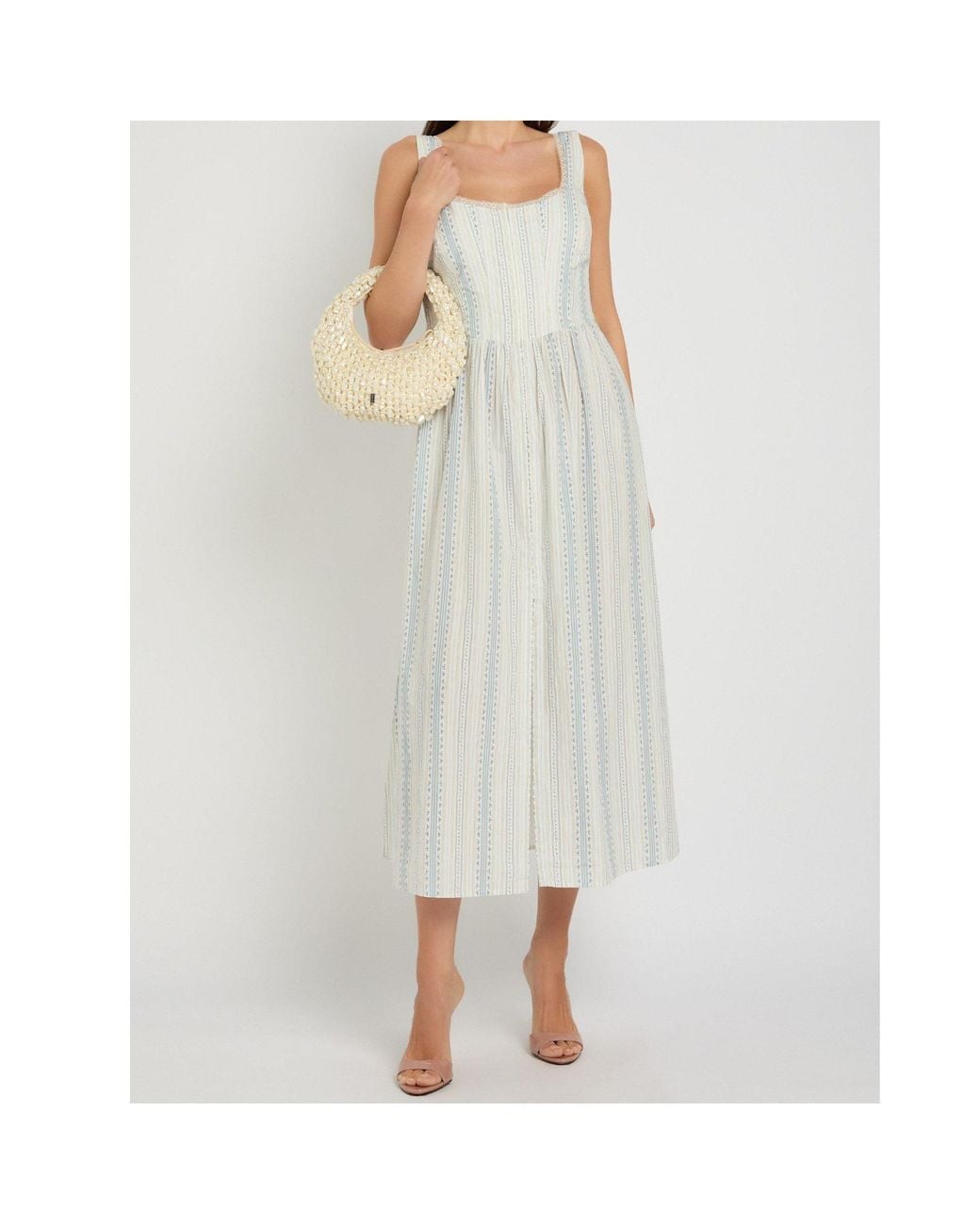 LoveShackFancy White Striped Dress