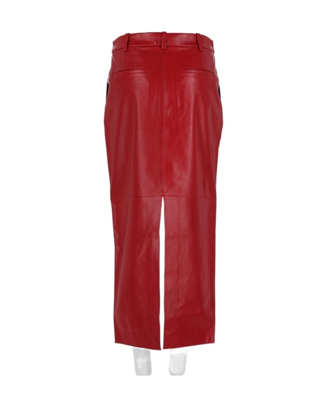 Co. Red Split-Front Leather Skirt