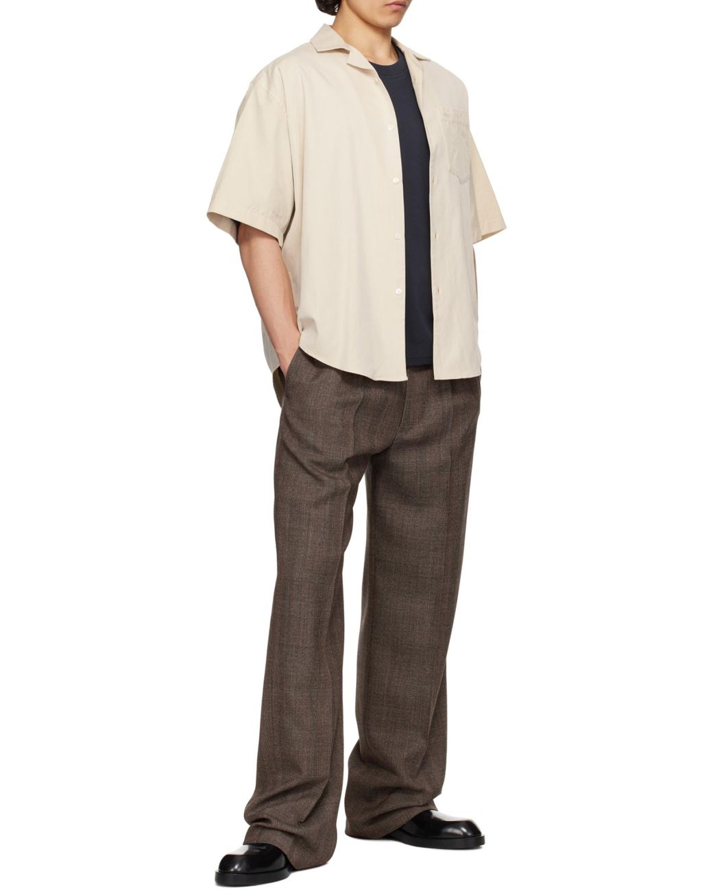 AMI Natural Short-Sleeved Boxy Shirt for men