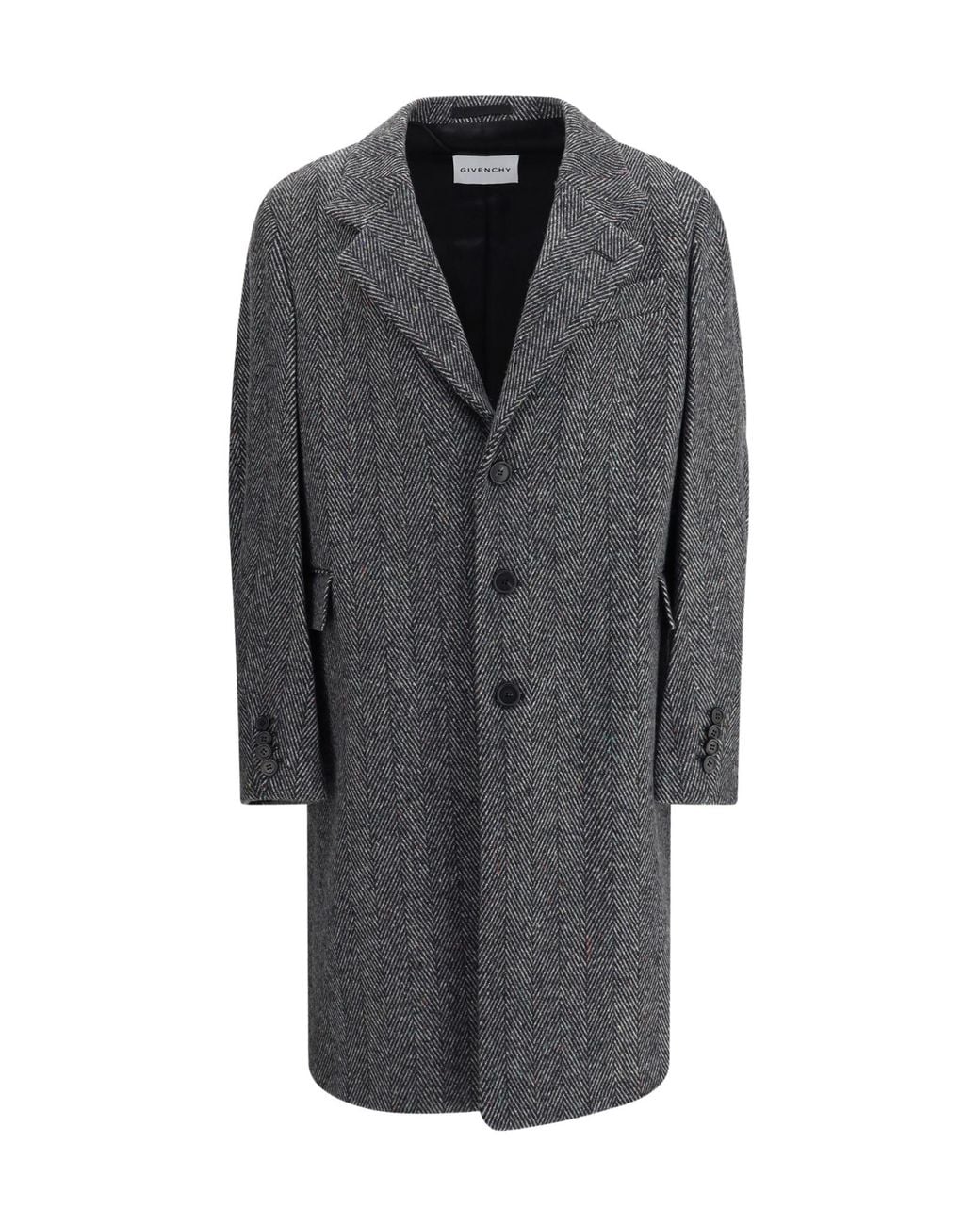 Givenchy Gray Single-Breasted Herringbone Coat for men