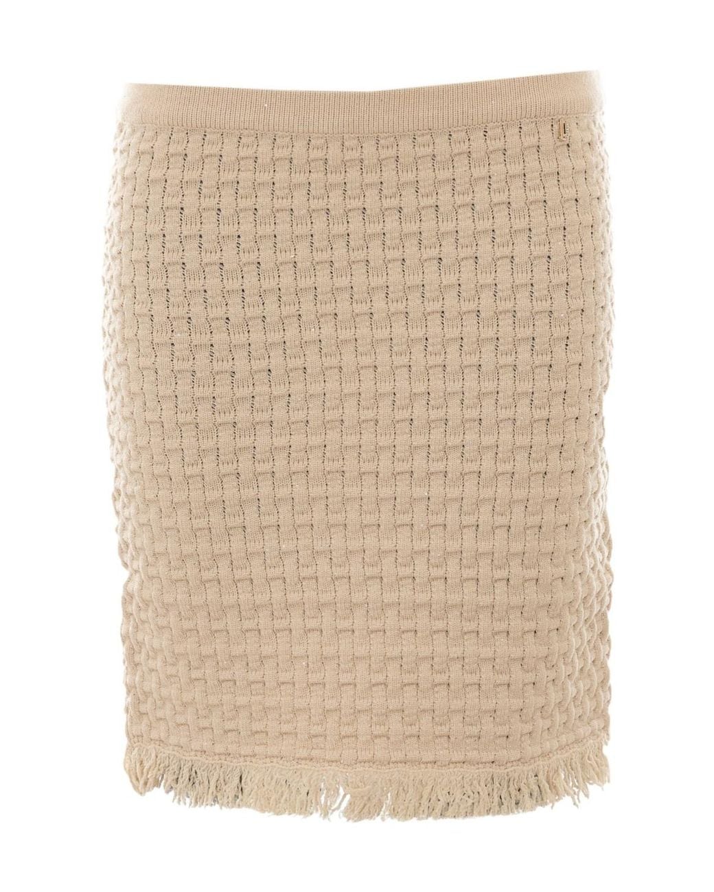 Liu Jo Natural Fringed Knitted Skirt