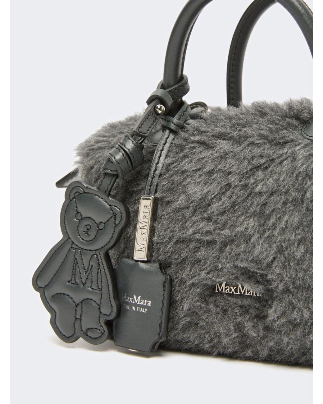 Max Mara Gray Teddy Logo Printed Satchel Bag