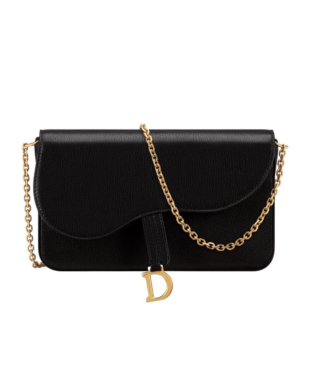 Dior Black Medium Saddle Pouch With Chain