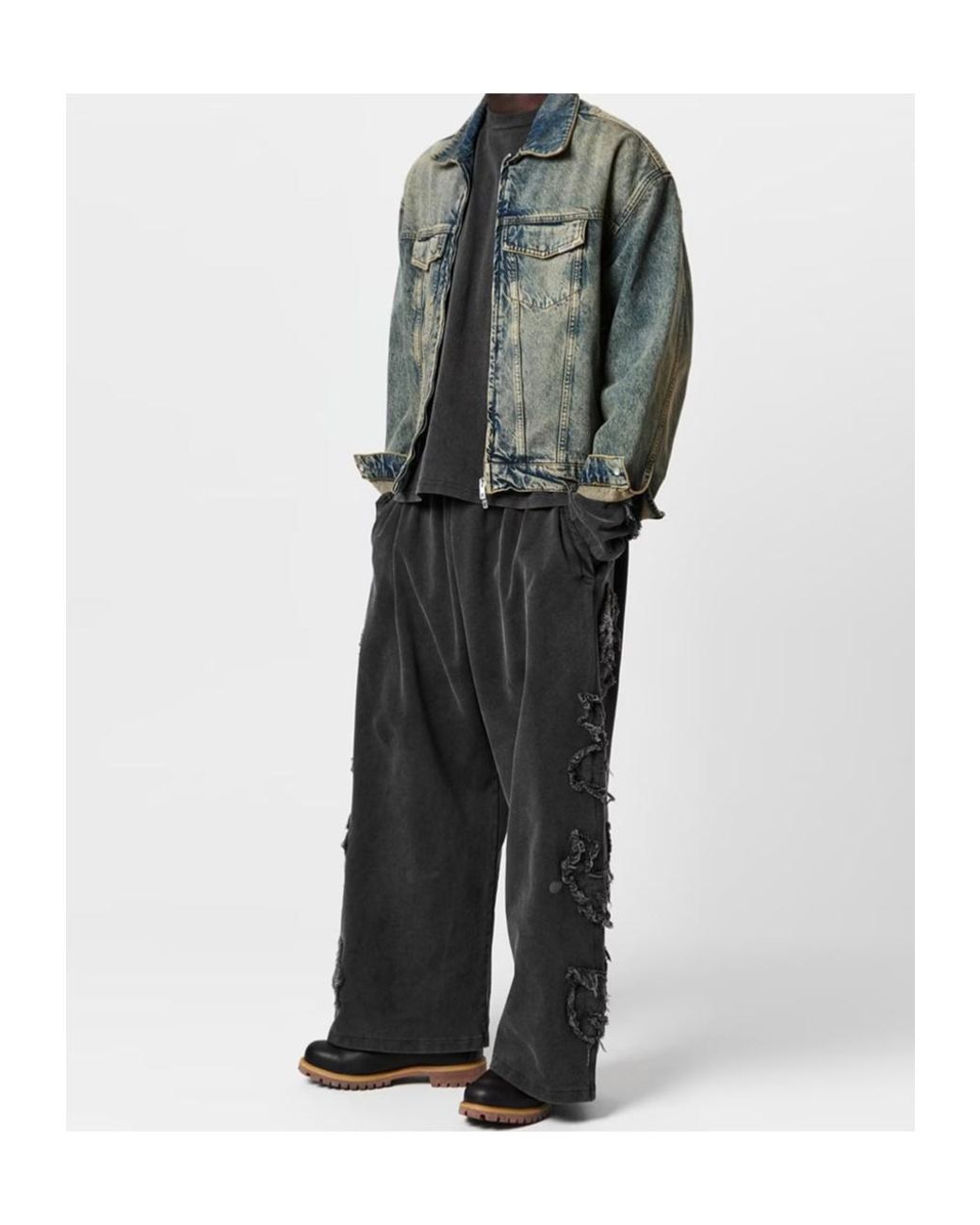Acne Black Drawstring Wide-Leg Track Pants for men