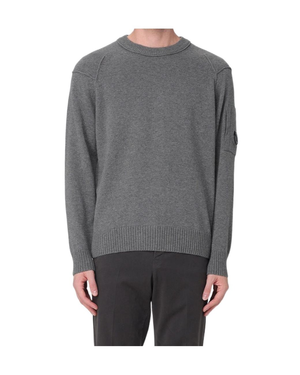 C P Company Gray Lens Detail Crew Neck Knitwear for men